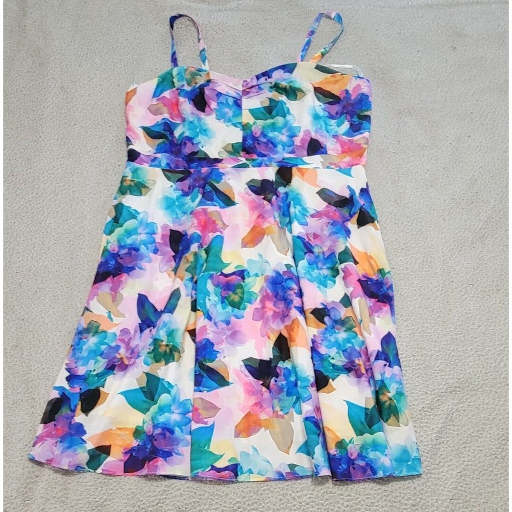 City Chic Women's Multicolor Floral Dress Sleeveless Lined Pleated Size L/20 - Picture 7 of 14